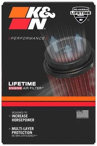 K&N Universal Clamp-On Air Intake Filter: High Performance, Premium, Washable, Replacement Air Filter: Flange Diameter: 2.875 In, Filter Height: 6 In, Flange L: 0.625 In, Shape: Round, RU-1620, black in Saudi Arabia