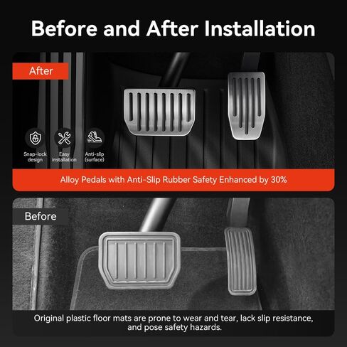 أغطية دواسات أداء YONZEE لطراز Tesla 3 وModel Y Juniper، 2026 ترقية Snap-Lock 304 دواسات الفرامل والتسريع المصنوعة من الفولاذ المقاوم للصدأ، ملحقات بديلة مضادة للانزلاق in Kuwait