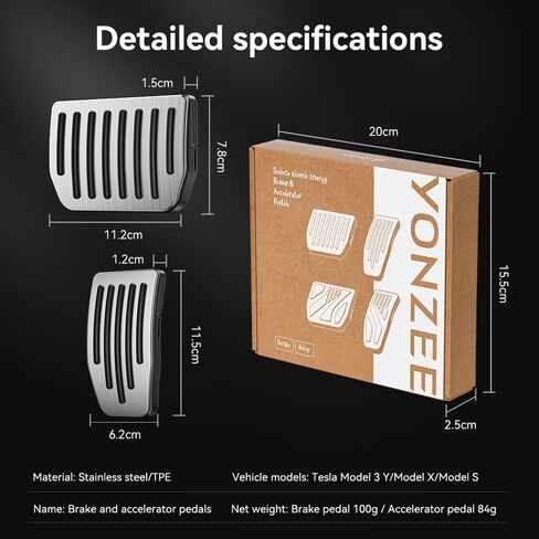 أغطية دواسات أداء YONZEE لطراز Tesla 3 وModel Y Juniper، 2026 ترقية Snap-Lock 304 دواسات الفرامل والتسريع المصنوعة من الفولاذ المقاوم للصدأ، ملحقات بديلة مضادة للانزلاق in Kuwait