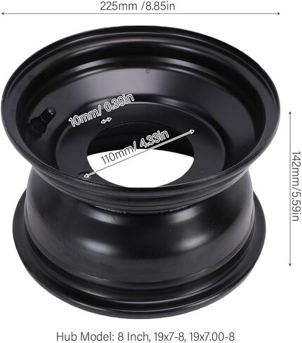 Acouto 8 Inch ATV Front Wheel Rim 19x7-8 19x7.00- Go Kart Wheel Rim 4 Hole High Strength Steel Hub for Dirt Bike Buggy Ride On Mower in Saudi Arabia