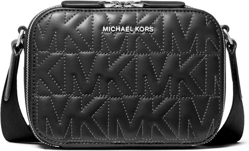 Michael Kors Hudson Horizontal Crossbody Bag, Silver-Tone Hardware/Black/MK Quilt in Saudi Arabia