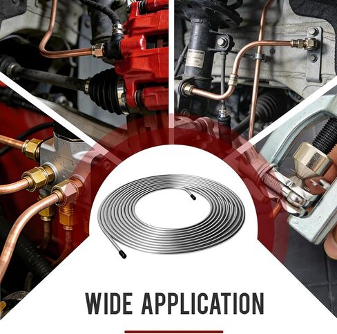 طقم خط فرامل مطور بطول 25 قدمًا و3/16 بوصة، يتميز بأنابيب مرنة جديدة مطلية بالزنك، ومناسبة لأنظمة الفرامل الهيدروليكية وأنظمة الوقود/ناقل الحركة (تتضمن 16 قطعة تركيب). in Kuwait