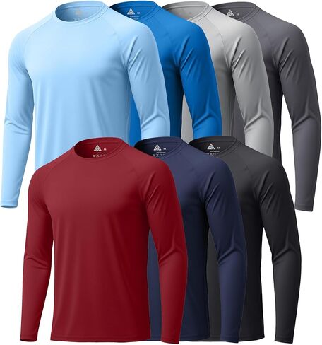 ZITY 7 Pack Long Sleeve Shirts for Men UPF 50+ Sun Protection T-Shirt Active Crew Neck Tee Workout Tops in Saudi Arabia