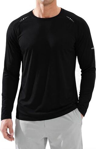 Men's UPF 50+ Sun Shirts Long Sleeve Athletic Shirts Lightweight Quick Dry UV Protection Rash Guard Swim Tees in Saudi Arabia