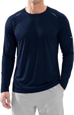 Men's UPF 50+ Sun Shirts Long Sleeve Athletic Shirts Lightweight Quick Dry UV Protection Rash Guard Swim Tees in Kuwait