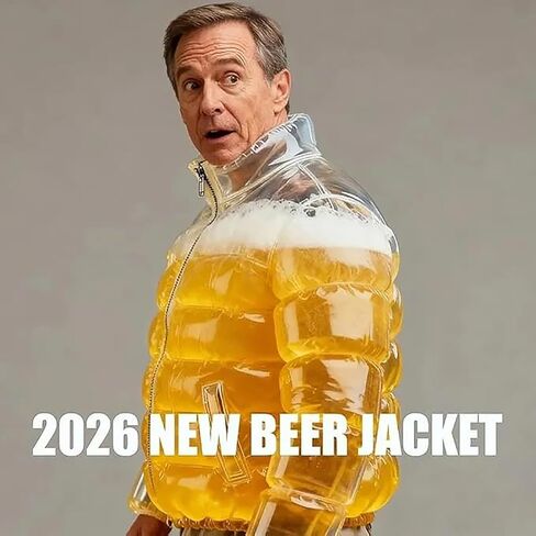 Transparent Beer-Filled Jacket for Pool & Party One Size Inflatable Beer Puffer Jacket with Straw, Novelty Wear for Festivals in Saudi Arabia
