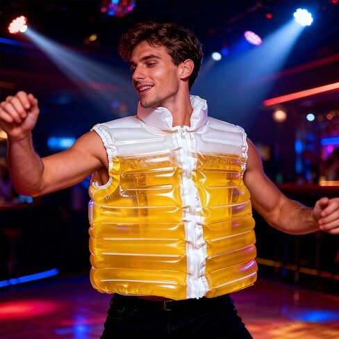 Transparent Beer-Filled Jacket for Pool & Party One Size Inflatable Beer Puffer Jacket with Straw, Novelty Wear for Festivals in Saudi Arabia