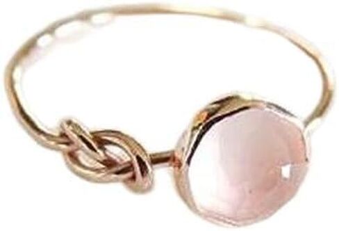 Sdouefos 18K مطلية بالذهب الوردي Moonstone مجوهرات الزفاف خاتم البيضاوي قطع النار الوردي خمر خاتم الخطوبة سوليتير (8) in Kuwait