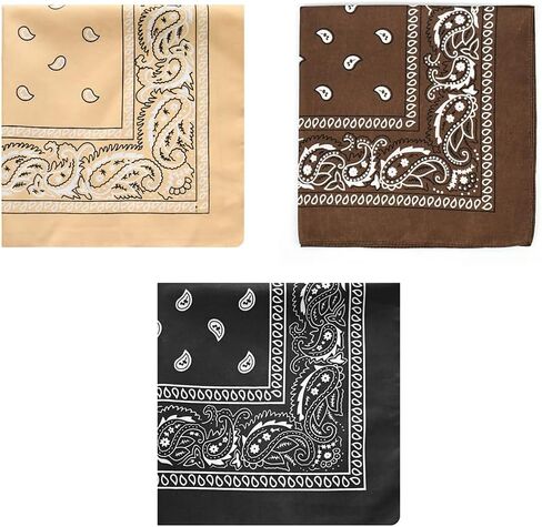 Paisley Bandana 3 Pack, 22" Square Printed Bandanas for Men Women, Multi-Color Head Wrap Scarf in Saudi Arabia