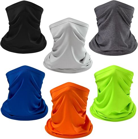 6 Pieces UPF 50+ Neck Gaiter Breathable Quick Dry Face Mask Lightweight UV Protection Balaclava Scarf for Men Women in Kuwait