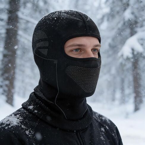 Ski Mask for Men Balaclava Full Face Cover Black Wind Blocking Thermal Headwear Ear Coverage Soft Stretch Fabric for Winter Riding Skiing Outdoor Work in Saudi Arabia