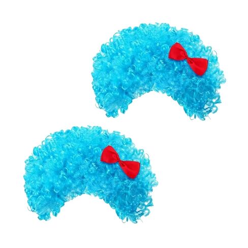 قطعتان من الشعر المستعار الأزرق المجعد، ثينج 1 وثينج 2، شعر مستعار أفرو أزرق لإكسسوارات اللعب التنكرية للهالوين، والحفلات ذات الطابع الخاص والمهرجانات الأخرى، هدايا غير تقليدية لأصدقائك وعائلتك in Kuwait