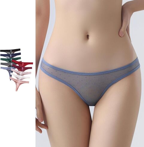 Lace Women's Thong Underwear 10-Pack, Sexy Lace Briefs Set Transparent Mesh Design Heart Pattern Comfortable Everyday Wear in Saudi Arabia