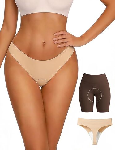 PoseFree Seamless Thong with Modesty Liner - Front Padded No Show Panty for Yoga Leggings in Saudi Arabia