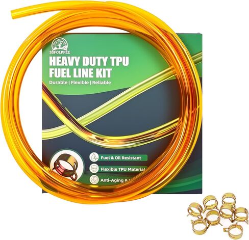 Premium TPU Fuel Line Hose 10FT – 5/16" ID × 12mm OD with 6 Clamps | Universal Fuel Line Hose for 2-Stroke & 4-Stroke Engines – Heavy-Duty Replacement for Fuel Systems in Saudi Arabia