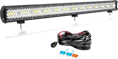 AUXTINGS 31 inch LED Light Bar, 220W Triple Row Spot Flood Beam Off Road Driving Light with 12V Wiring Kit, Waterproof Fog Lights for 12V 24V Car Vehicle 4X4 4WD UTV SUV Truck Tractor Trailer in Saudi Arabia