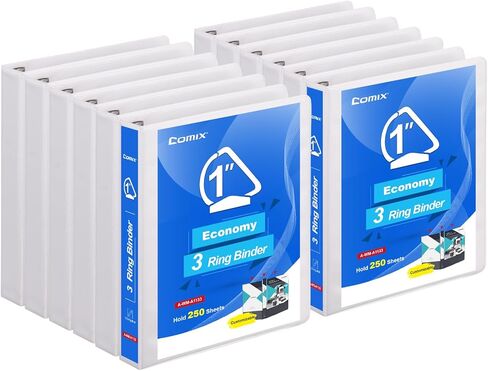 COMIX Heavy Duty 1 1/2 inch Slant-D Ring View Binder, 1.5 inch 3 Ring Binders, Hold 350 Sheets of 8.5" x 11" Paper, 8 Pack (White) in Kuwait
