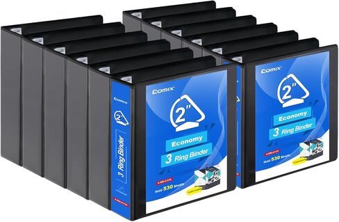 COMIX Heavy Duty 1 1/2 inch Slant-D Ring View Binder, 1.5 inch 3 Ring Binders, Hold 350 Sheets of 8.5" x 11" Paper, 8 Pack (White) in Kuwait