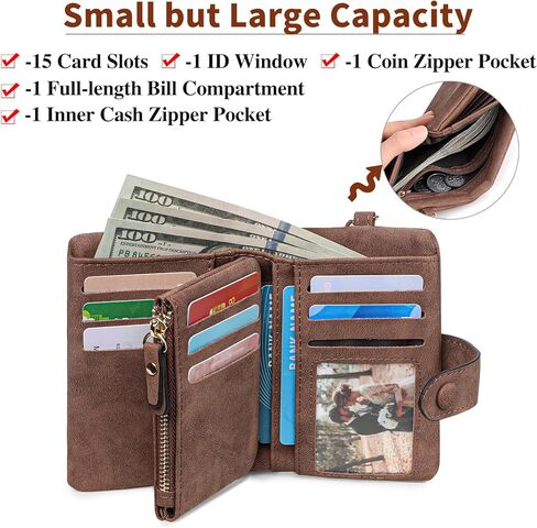 Womens Wallet Small Bifold Leather Wallets Women RFID blocking Ladies Wristlet with Card holder ID window Coin Purse in Saudi Arabia