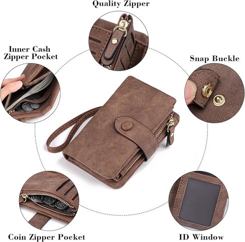 Womens Wallet Small Bifold Leather Wallets Women RFID blocking Ladies Wristlet with Card holder ID window Coin Purse in Saudi Arabia