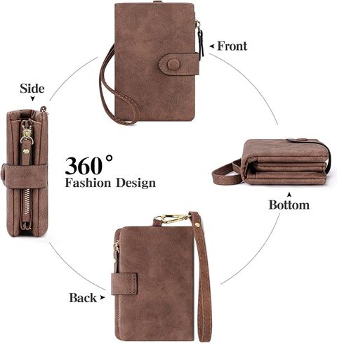 Womens Wallet Small Bifold Leather Wallets Women RFID blocking Ladies Wristlet with Card holder ID window Coin Purse in Saudi Arabia