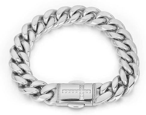 18K Gold Bracelet Cuban Chain 18K Gold Hip Hop Miami Pure Cuban Chain Men's bracelet Mosan Diamond Cross buckle Gift for men and women in Saudi Arabia