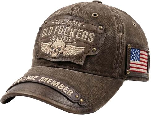 Old Fuckers Club Hat, 3D Embroidery and Rivets Vintage Baseball Cap, Unisex Retro Adjustable Hat Gift for Men & Women in Saudi Arabia