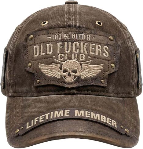 Old Fuckers Club Hat, 3D Embroidery and Rivets Vintage Baseball Cap, Unisex Retro Adjustable Hat Gift for Men & Women in Saudi Arabia