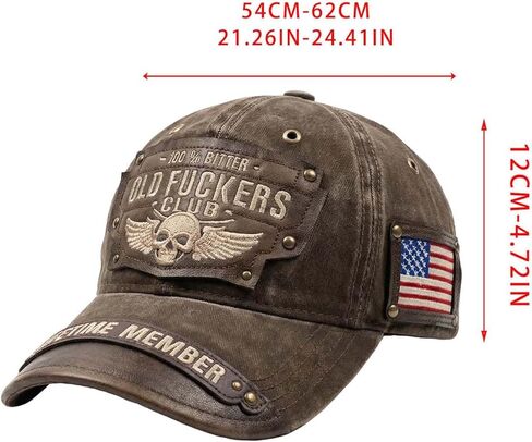 Old Fuckers Club Hat, 3D Embroidery and Rivets Vintage Baseball Cap, Unisex Retro Adjustable Hat Gift for Men & Women in Saudi Arabia