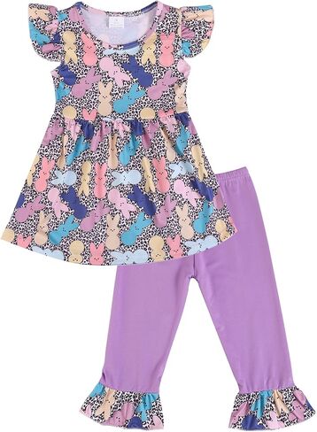 nebljgo Toddler Girl Bunny Clothing Sets Spring Summer T-Shirt Leggings Pants Outfit 3-8Y in Saudi Arabia