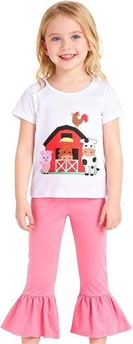 Toddler Girl Baseball Outfits Set Sports Print T-shirts Short Sleeves Pants Outfit 3-8Y in Saudi Arabia