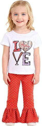 Toddler Girl Baseball Outfits Set Sports Print T-shirts Short Sleeves Pants Outfit 3-8Y in Saudi Arabia