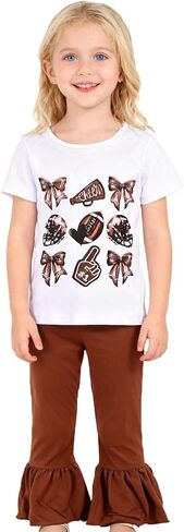 Toddler Girl Baseball Outfits Set Sports Print T-shirts Short Sleeves Pants Outfit 3-8Y in Saudi Arabia