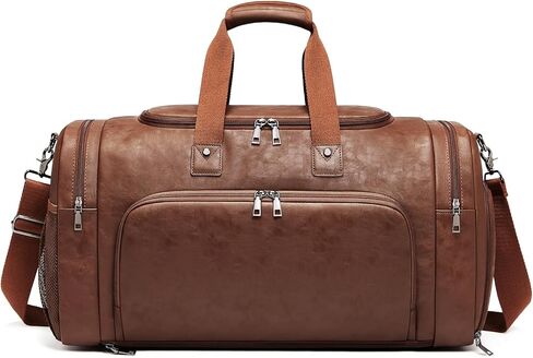 Leather Travel Duffle Bags for Men Women, Weekender Overnight Bag with Shoe Compartment Waterproof Carry on Duffle Bags for Airplanes Gym Sport Business Bag in Saudi Arabia