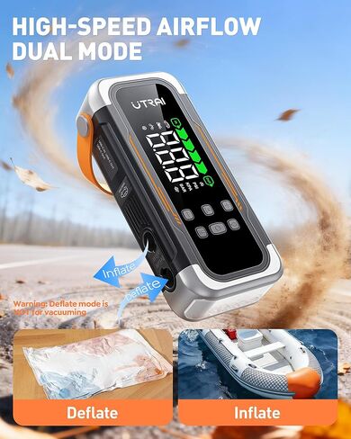 UTRAI Jump Starter مع ضاغط هواء، بطارية 6000 أمبير محمولة (جميع الغاز والديزل 10.0 لتر) مع منفاخ إطارات 150 رطل لكل بوصة مربعة ومنفاخ هواء، شحن سريع PD 30 وات، حزمة قفز صندوق القفز 12 فولت in Saudi Arabia