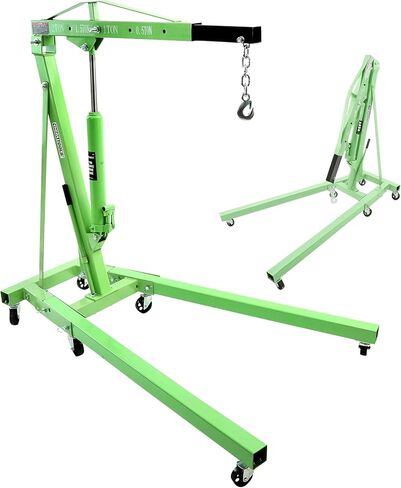 OEMTOOLS 24830 Engine Hoist 2 Ton, Foldable Cherry Picker Shop Crane, 4 Engine Lift, Removes and Transports Engines, Adjustable Boom, 6 Solid Steel Caster Wheels, Industrial Shop Equipment in Saudi Arabia