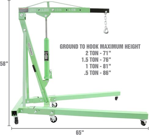 OEMTOOLS 24830 Engine Hoist 2 Ton, Foldable Cherry Picker Shop Crane, 4 Engine Lift, Removes and Transports Engines, Adjustable Boom, 6 Solid Steel Caster Wheels, Industrial Shop Equipment in Saudi Arabia