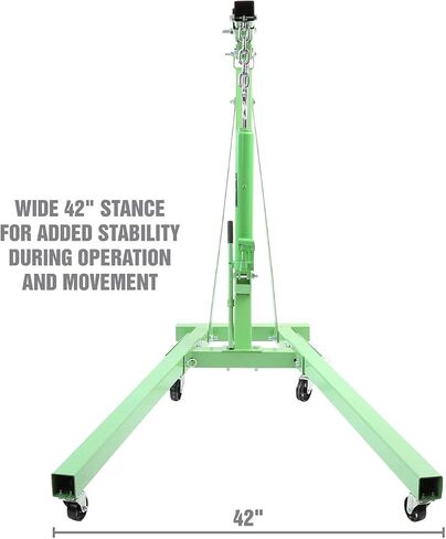OEMTOOLS 24830 Engine Hoist 2 Ton, Foldable Cherry Picker Shop Crane, 4 Engine Lift, Removes and Transports Engines, Adjustable Boom, 6 Solid Steel Caster Wheels, Industrial Shop Equipment in Saudi Arabia