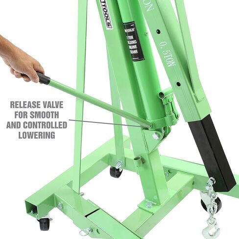 OEMTOOLS 24830 Engine Hoist 2 Ton, Foldable Cherry Picker Shop Crane, 4 Engine Lift, Removes and Transports Engines, Adjustable Boom, 6 Solid Steel Caster Wheels, Industrial Shop Equipment in Saudi Arabia