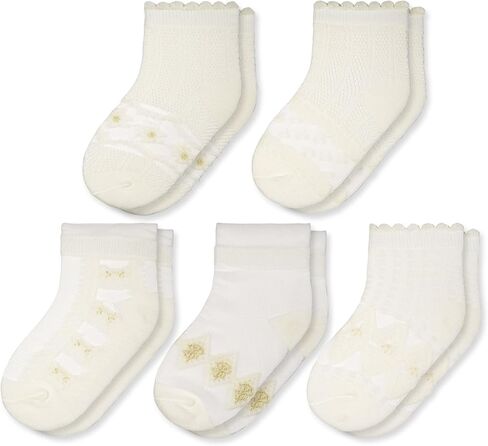 5 أزواج من الجوارب المكشكشة للفتيات الصغيرات - جوارب شبكية قطنية مسامية، مكشكشة وقابلة للهدايا in Kuwait