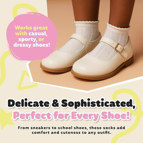 5 Pairs Ruffle Socks for Toddler Girls – Breathable Cotton Mesh, Frilly & Giftable Baby Dress Socks in Saudi Arabia