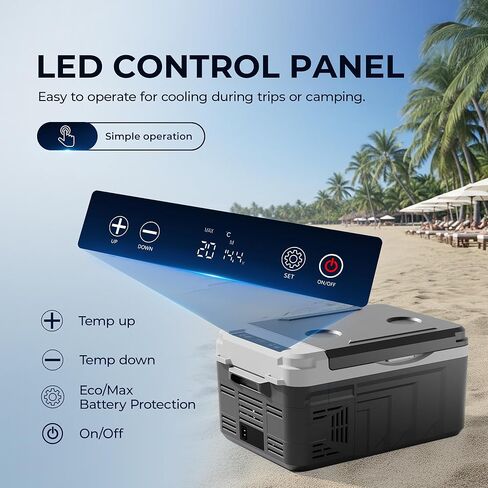 ثلاجة سيارة 12 فولت، مبرد ضاغط كهربائي 11 لتر (10 لتر) - 4 درجات فهرنهايت ~ 68 درجة فهرنهايت، ثلاجة سيارة 12/24 فولت تيار مستمر و100-240 فولت تيار متردد، فريزر محمول للتخييم، المركبات الترفيهية، الشاحنات، السفر، في الهواء الطلق in Kuwait