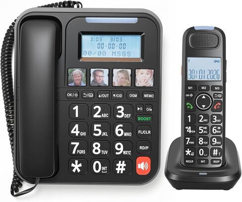 D1015 DECT 6.0 نظام هاتف لاسلكي قابل للتوسيع مع جهاز الرد على المكالمات ومعرف المتصل وأزرار كبيرة ومكبر صوت ومساعدة صوتية - للمنزل والأعمال الصغيرة (سماعة واحدة) in Kuwait
