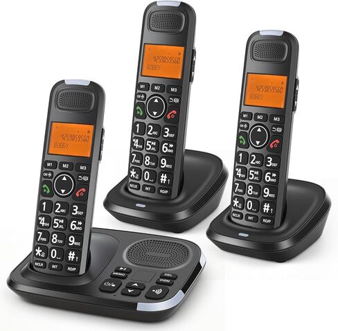 D1015 DECT 6.0 نظام هاتف لاسلكي قابل للتوسيع مع جهاز الرد على المكالمات ومعرف المتصل وأزرار كبيرة ومكبر صوت ومساعدة صوتية - للمنزل والأعمال الصغيرة (سماعة واحدة) in Kuwait