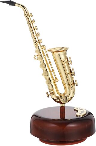 Mini Saxophone Music Box, 7.9in Classic Home Decorative Saxophone, Small Musical Mum Trinket Instrument Ornaments for Home Decoration Housewarming Desktop in Saudi Arabia