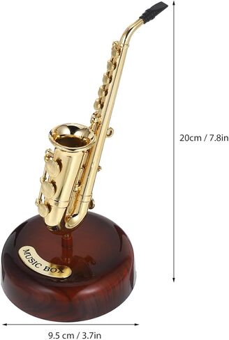 Mini Saxophone Music Box, 7.9in Classic Home Decorative Saxophone, Small Musical Mum Trinket Instrument Ornaments for Home Decoration Housewarming Desktop in Saudi Arabia