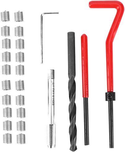 Hilitand 25 قطعة M7x1 طقم تصليح الخيط 25 قطعة أداة إدراج من الفولاذ المقاوم للصدأ مع مفتاح الحفر الملتوي للخيوط التالفة in Kuwait