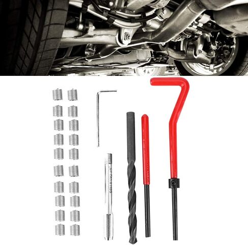 Hilitand 25 قطعة M7x1 طقم تصليح الخيط 25 قطعة أداة إدراج من الفولاذ المقاوم للصدأ مع مفتاح الحفر الملتوي للخيوط التالفة in Kuwait