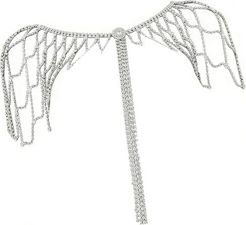 Lightweight Alloy Rhinestoned Fringe Body Chain Shoulder Chain with Easy Wear for Bride on Wedding Day Rhinestones Fringe Nec in Saudi Arabia
