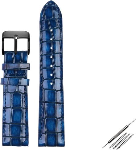 Wscebck Crocodile Texture Calfskin Leather Watch Strap18mm 20mm 22mm Watchband for Men Women Watch Band Solid Buckle (Color : Brown Gold, Size : 18mm) in Kuwait